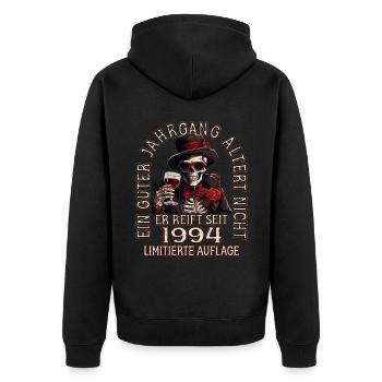 29. Geburtstag 1994 29er Guter Jahrgang - Unisex Premium Bio Zip Hoodie - Schwarz - Hinten - Nico (187cm)