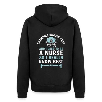 Grand-mère retraitée Pension Infirmière infirmière en soins infirmiers - Veste à capuche bio Premium Unisexe - noir - Dos - Nico (187cm)