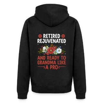 Grand-mère retraitée Pension Infirmière infirmière en soins infirmiers - Veste à capuche bio Premium Unisexe - noir - Dos - Nico (187cm)