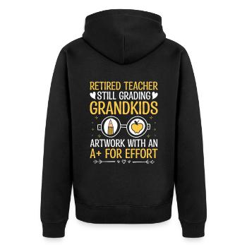 Retired Grandma Pensioner Pension Teacher Teach Re - Unisex Premium Organic Zip Hoodie - black - Back - Nico (187cm)