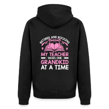 Retired Grandma Pensioner Pension Teacher Teach Re - Unisex Premium Organic Zip Hoodie - black - Back - Nico (187cm)