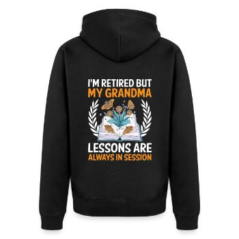 Retired Grandma Pensioner Pension Teacher Teach Re - Unisex Premium Organic Zip Hoodie - black - Back - Nico (187cm)