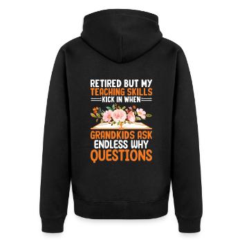Retired Grandma Pensioner Pension Teacher Teach Re - Unisex Premium Organic Zip Hoodie - black - Back - Nico (187cm)