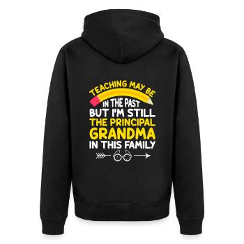 Retired Grandma Pensioner Pension Teacher Teach Re - Unisex Premium Organic Zip Hoodie - black - Back - Nico (187cm)
