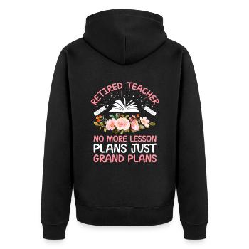 Retired Grandma Pensioner Pension Teacher Teach Re - Unisex Premium Organic Zip Hoodie - black - Back - Nico (187cm)