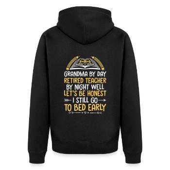 Retired Grandma Pensioner Pension Teacher Teach Re - Unisex Premium Organic Zip Hoodie - black - Back - Nico (187cm)