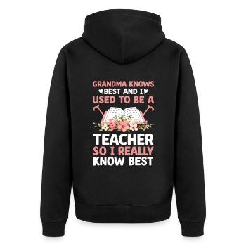 Retired Grandma Pensioner Pension Teacher Teach Re - Unisex Premium Organic Zip Hoodie - black - Back - Nico (187cm)