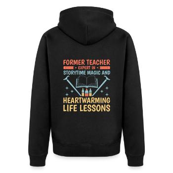 Retired Grandma Pensioner Pension Teacher Teach Re - Unisex Premium Organic Zip Hoodie - black - Back - Nico (187cm)