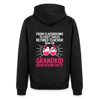Retired Grandma Pensioner Pension Teacher Teach Re - Unisex Premium Organic Zip Hoodie - black - Back - Nico (187cm)