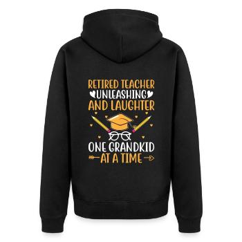 Retired Grandma Pensioner Pension Teacher Teach Re - Unisex Premium Organic Zip Hoodie - black - Back - Nico (187cm)