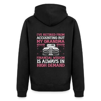 Pensionierte Oma Rentner Rentenbuchhalter Bank - Unisex Premium Bio Zip Hoodie - Schwarz - Hinten - Nico (187cm)