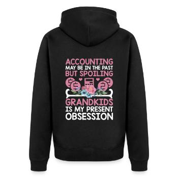 Grand-mère à la retraite Pensioner Comptable Banque - Veste à capuche bio Premium Unisexe - noir - Dos - Nico (187cm)