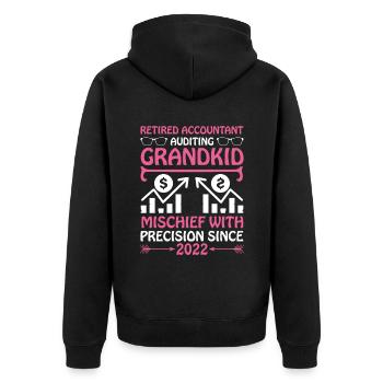 Pensionierte Oma Rentner Rentenbuchhalter Bank - Unisex Premium Bio Zip Hoodie - Schwarz - Hinten - Nico (187cm)