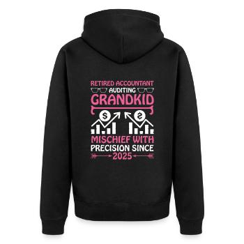 Pensionierte Oma Rentner Rentenbuchhalter Bank - Unisex Premium Bio Zip Hoodie - Schwarz - Hinten - Nico (187cm)