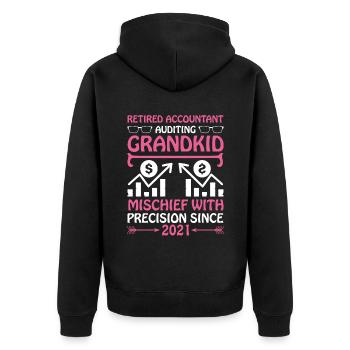 Grand-mère à la retraite Pensioner Comptable Banque - Veste à capuche bio Premium Unisexe - noir - Dos - Nico (187cm)