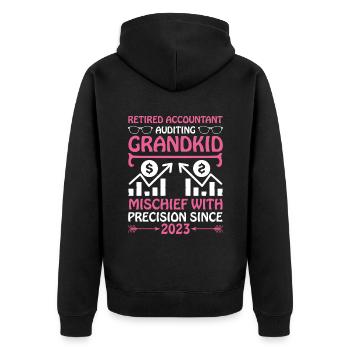 Pensionierte Oma Rentner Rentenbuchhalter Bank - Unisex Premium Bio Zip Hoodie - Schwarz - Hinten - Nico (187cm)