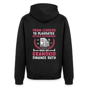 Pensionierte Oma Rentner Rentenbuchhalter Bank - Unisex Premium Bio Zip Hoodie - Schwarz - Hinten - Nico (187cm)