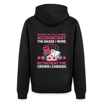 Pensionierte Oma Rentner Rentenbuchhalter Bank - Unisex Premium Bio Zip Hoodie - Schwarz - Hinten - Nico (187cm)