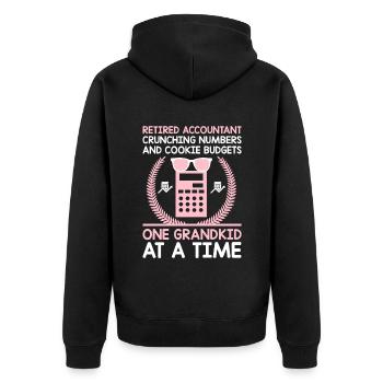 Pensionierte Oma Rentner Rentenbuchhalter Bank - Unisex Premium Bio Zip Hoodie - Schwarz - Hinten - Nico (187cm)