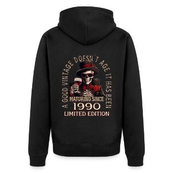 33ème anniversaire 1990 33 Bon millésime - Veste à capuche bio Premium Unisexe - noir - Dos - Nico (187cm)