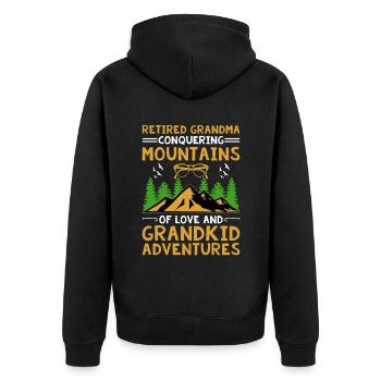 Randonnée Grand-mère retraitée Retraitée Pension Hiker Tre - Veste à capuche bio Premium Unisexe - noir - Dos - Nico (187cm)