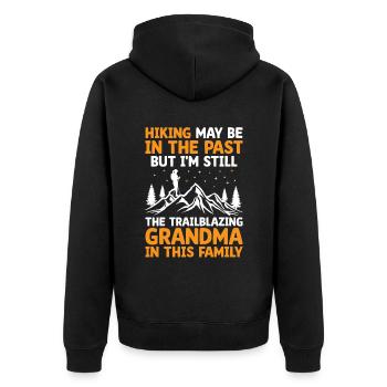 Hiking Retired Grandma Pensioner Pension Hiker Tre - Unisex Premium Organic Zip Hoodie - black - Back - Nico (187cm)