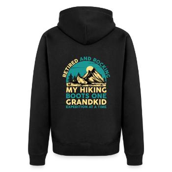Randonnée Grand-mère retraitée Retraitée Pension Hiker Tre - Veste à capuche bio Premium Unisexe - noir - Dos - Nico (187cm)