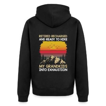 Randonnée Grand-mère retraitée Retraitée Pension Hiker Tre - Veste à capuche bio Premium Unisexe - noir - Dos - Nico (187cm)