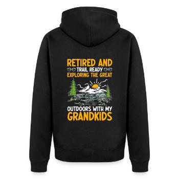 Hiking Retired Grandma Pensioner Pension Hiker Tre - Unisex Premium Organic Zip Hoodie - black - Back - Nico (187cm)