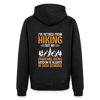 Hiking Retired Grandma Pensioner Pension Hiker Tre - Unisex Premium Organic Zip Hoodie - black - Back - Nico (187cm)