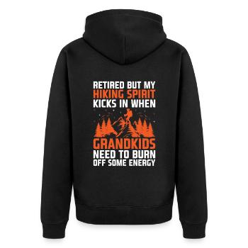 Hiking Retired Grandma Pensioner Pension Hiker Tre - Unisex Premium Organic Zip Hoodie - black - Back - Nico (187cm)