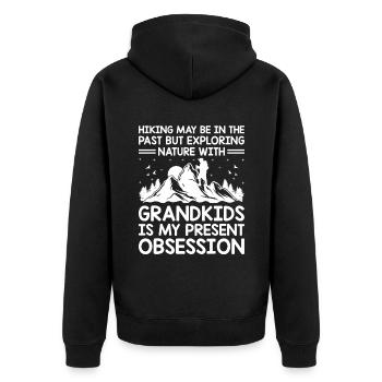 Hiking Retired Grandma Pensioner Pension Hiker Tre - Unisex Premium Organic Zip Hoodie - black - Back - Nico (187cm)