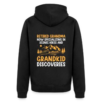 Hiking Retired Grandma Pensioner Pension Hiker Tre - Unisex Premium Organic Zip Hoodie - black - Back - Nico (187cm)