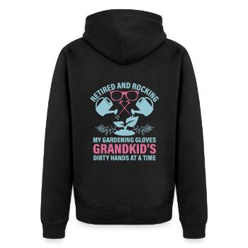 Jardinier Grand-mère à la retraite Retraité Jardinier Garde - Veste à capuche bio Premium Unisexe - noir - Dos - Nico (187cm)