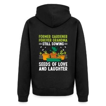 Jardinier Grand-mère à la retraite Retraité Jardinier Garde - Veste à capuche bio Premium Unisexe - noir - Dos - Nico (187cm)