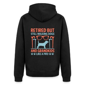 Hundeliebhaber Rentner Oma Rentner Hundebesitzer Hund - Unisex Premium Bio Zip Hoodie - Schwarz - Hinten - Nico (187cm)