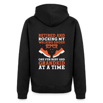 Hundeliebhaber Rentner Oma Rentner Hundebesitzer Hund - Unisex Premium Bio Zip Hoodie - Schwarz - Hinten - Nico (187cm)