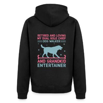 Hundeliebhaber Rentner Oma Rentner Hundebesitzer Hund - Unisex Premium Bio Zip Hoodie - Schwarz - Hinten - Nico (187cm)