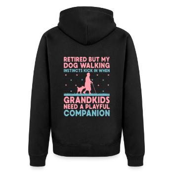 Hundeliebhaber Rentner Oma Rentner Hundebesitzer Hund - Unisex Premium Bio Zip Hoodie - Schwarz - Hinten - Nico (187cm)