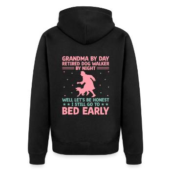 Hundeliebhaber Rentner Oma Rentner Hundebesitzer Hund - Unisex Premium Bio Zip Hoodie - Schwarz - Hinten - Nico (187cm)
