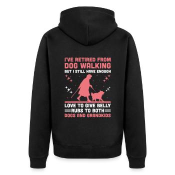 Hundeliebhaber Rentner Oma Rentner Hundebesitzer Hund - Unisex Premium Bio Zip Hoodie - Schwarz - Hinten - Nico (187cm)
