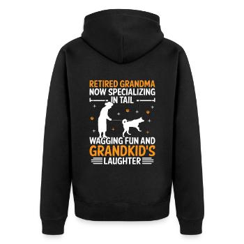 Hundeliebhaber Rentner Oma Rentner Hundebesitzer Hund - Unisex Premium Bio Zip Hoodie - Schwarz - Hinten - Nico (187cm)