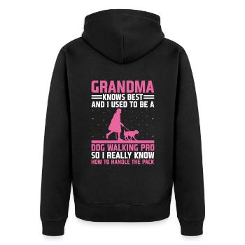 Hundeliebhaber Rentner Oma Rentner Hundebesitzer Hund - Unisex Premium Bio Zip Hoodie - Schwarz - Hinten - Nico (187cm)