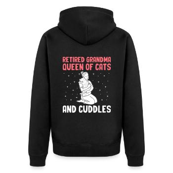 Amoureux des chats Grand-mère retraitée Retraité Propriétaire de chat Chat - Veste à capuche bio Premium Unisexe - noir - Dos - Nico (187cm)