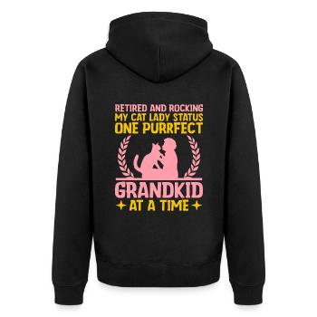 Amoureux des chats Grand-mère retraitée Retraité Propriétaire de chat Chat - Veste à capuche bio Premium Unisexe - noir - Dos - Nico (187cm)