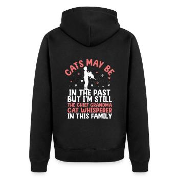 Amoureux des chats Grand-mère retraitée Retraité Propriétaire de chat Chat - Veste à capuche bio Premium Unisexe - noir - Dos - Nico (187cm)
