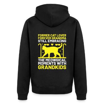 Amoureux des chats Grand-mère retraitée Retraité Propriétaire de chat Chat - Veste à capuche bio Premium Unisexe - noir - Dos - Nico (187cm)