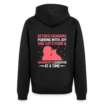 Amoureux des chats Grand-mère retraitée Retraité Propriétaire de chat Chat - Veste à capuche bio Premium Unisexe - noir - Dos - Nico (187cm)