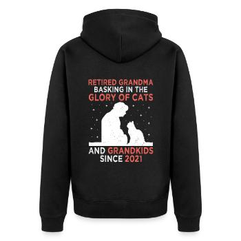Amoureux des chats Grand-mère retraitée Retraité Propriétaire de chat Chat - Veste à capuche bio Premium Unisexe - noir - Dos - Nico (187cm)