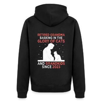 Amoureux des chats Grand-mère retraitée Retraité Propriétaire de chat Chat - Veste à capuche bio Premium Unisexe - noir - Dos - Nico (187cm)